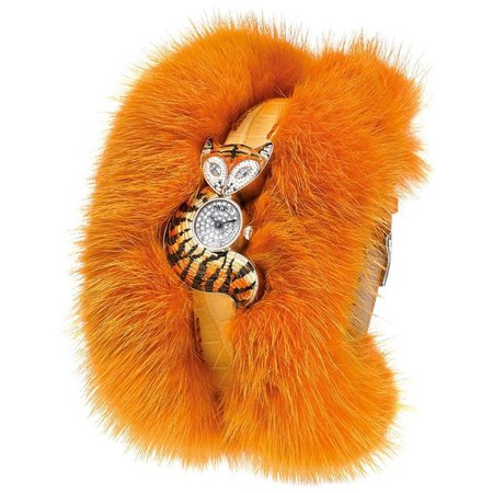 Sicis Tiger Fox Orange Micromosaic Fur Wristwatch For Sale at 1stdibs