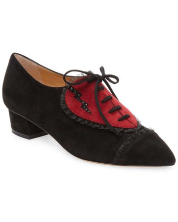 Charlotte Olympia Patch Embroidey Suede Oxford | eBay