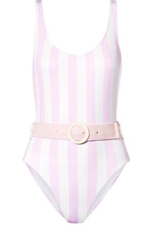 SOLID & STRIPED The Anne-Marie belted striped swimsuit