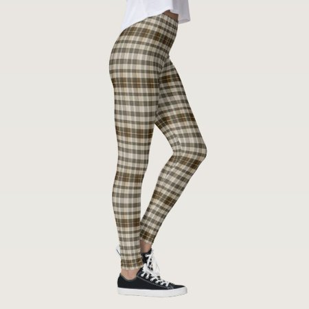 Stylish Brown Tan Plaid Striped Patterned Leggings | Zazzle.com
