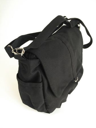 "BLACK canvas messenger bag, Travel Women crossbody diaper bag, Gym shoulder bag, Back to school 15\" laptop bag - no.18 / DANIEL"