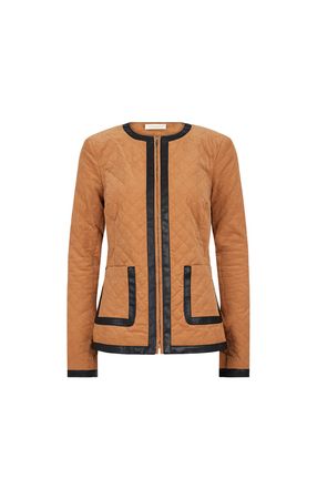 Buy Quilted Quilted Jacket With Faux Leather Trim online - Etcetera