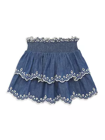 Shop Zimmermann Kids Little Girl's & Girl's Tiggy Scallop Denim Skirt | Saks Fifth Avenue