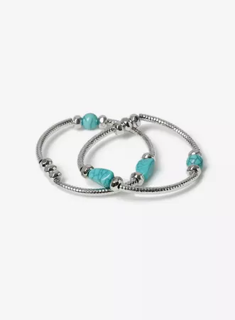 Silver Look Turquoise Stretch Bracelet | Dorothy Perkins