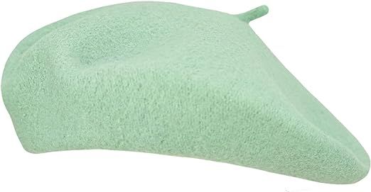 Gllutt Women Wool Beret Hat French Style Solid Color (Cream Green) at Amazon Women’s Clothing store