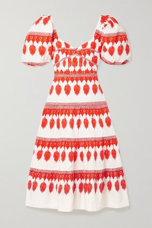 Colorful Culture Tiered Printed Cotton-poplin Midi Dress
