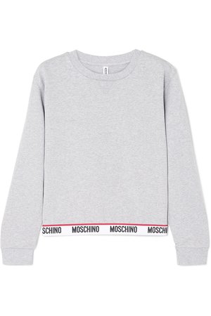 Moschino | Intarsia-trimmed stretch-cotton jersey sweatshirt | NET-A-PORTER.COM