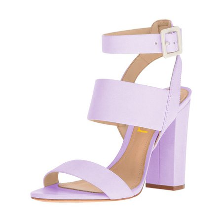 Purple Ankle Strap Slingback 4 Inches Chunky Heel Sandals for Going out, Hanging out | FSJ
