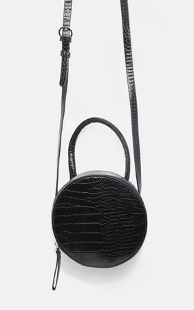 Black Croc Round Cross Body Bag - New In | PrettyLittleThing