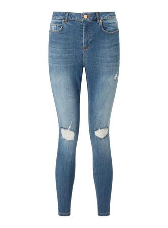 PETITE LIZZIE High Waist Super Skinny Blue Ripped Jeans - Jeans - Clothing - Miss Selfridge