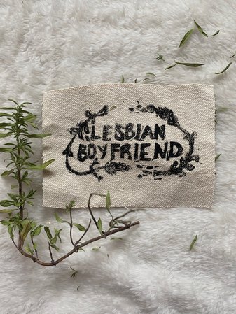lesbian boyfriend block printed sew on patch