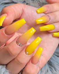 yellow nails with diamonds - Google Search
