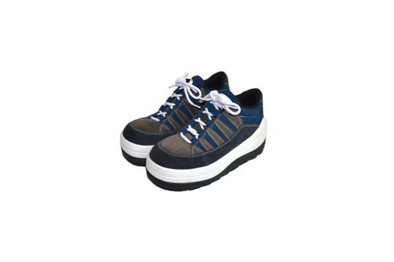 Vintage Blue Platform Sneakers Gray Platform Sneakers Blue | Etsy