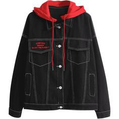 Black denim jacket - red lining