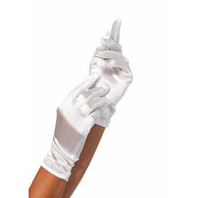 Leg Avenue Wrist Length White Satin Gloves - Subspace