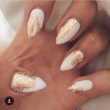 gold nails prom almond - Google Search