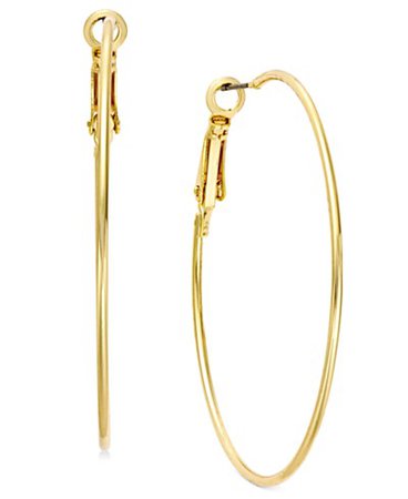 INC International Concepts Large 2" Gold Tone Wire Hoop Earrings, Created for Macy's & Reviews - Earrings - Jewelry & Watches - Macy's