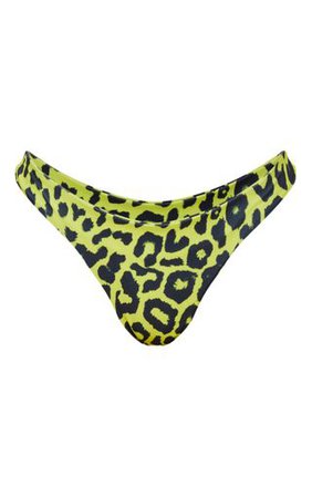Lime Cheetah Print Bikini Bottom | Swimwear | PrettyLittleThing