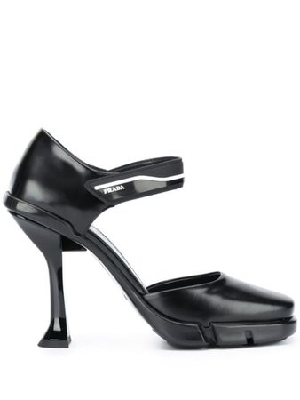 Black Prada square-toe logo pumps - Farfetch