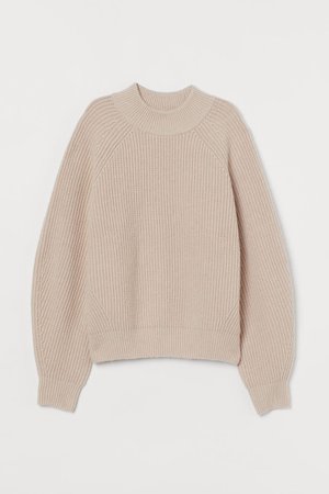 Rib-knit Sweater - Powder beige - Ladies | H&M CA