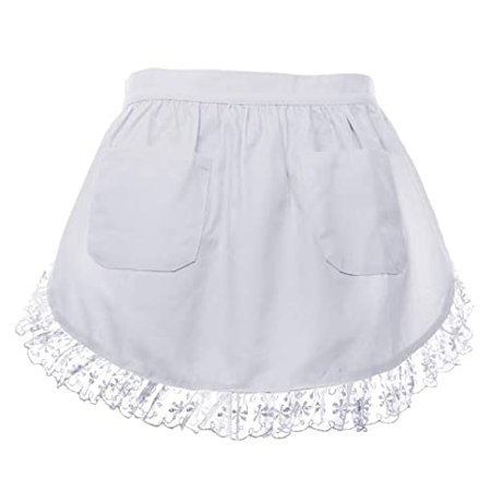 Amazon.com: Aspire Waist Apron for Lady Medium Size Lace Cotton Kitchen Half Apron with Two Pockets Maid Costume: Kitchen & Dining
