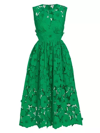 Shop Self-Portrait Sleeveless 3D Lace Dress | Saks Fifth Avenue