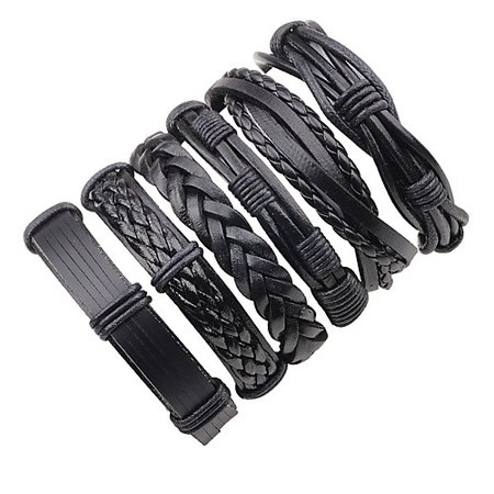 Men's Leather Bracelet Layered Braided Twisted Punk Rock Leather Bracelet Jewelry Black / Brown / Brown / White For Stage Going out 2020 - US $6.59