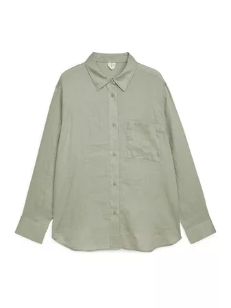 Leichtes Leinenhemd - Khaki - Shirts & blouses - ARKET DE
