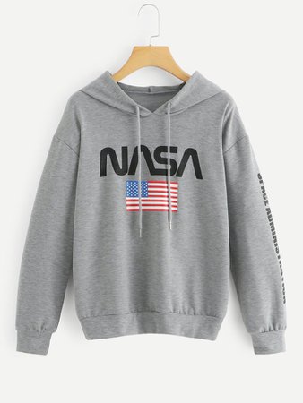 American Flag & Letter Hooded Sweatshirt | SHEIN USA