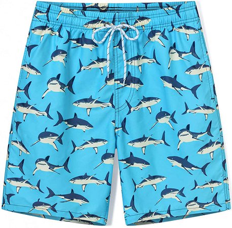 Mens Swim Trunks Quick Dry Beach Board Shorts with Mesh Lining Shark 34 | Amazon.com