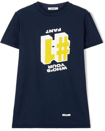 BLOUSE1 Fan Printed Cotton-jersey T-shirt - Navy