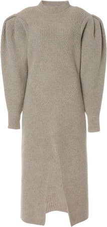 Isabel Marant Perrine Puffed-Sleeve Wool-Cashmere Dress