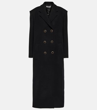 Double Breasted Virgin Wool Coat in Black - Alessandra Rich | Mytheresa