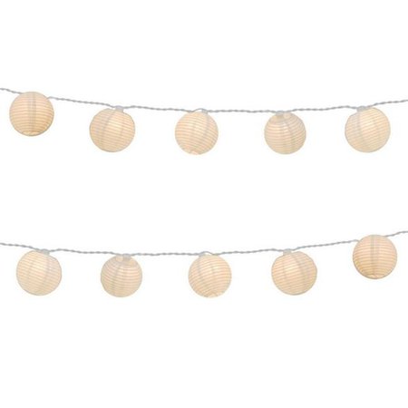 Northlight Set Of 10 White Fabric Round Chinese Lantern Summer Garden Patio Christmas Lights - 7.5 Ft White Wire : Target