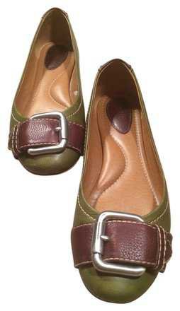 Fossil Olive Green & Brown Ballet Sz. Flats Size US 8.5 - Tradesy