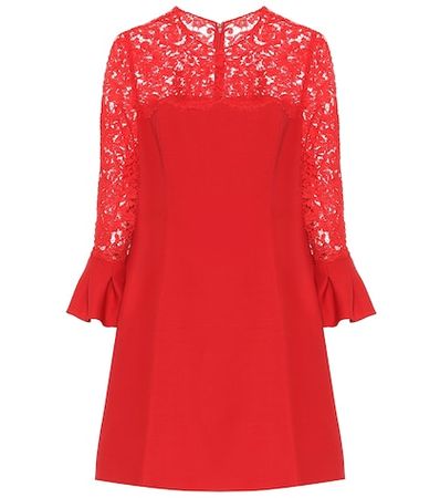 Lace wool and silk-blend dress