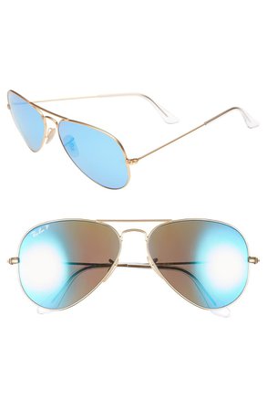 Ray-Ban Standard Icons 58mm Mirrored Polarized Aviator Sunglasses | Nordstrom