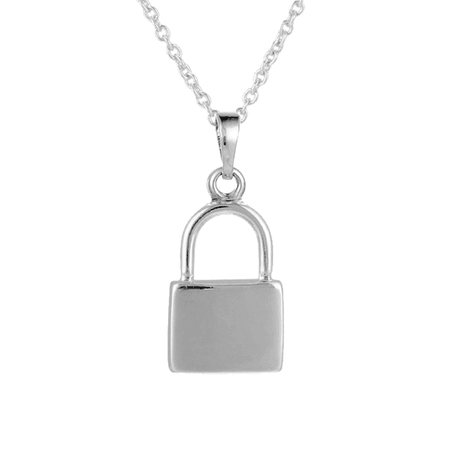 Silver key lock necklace