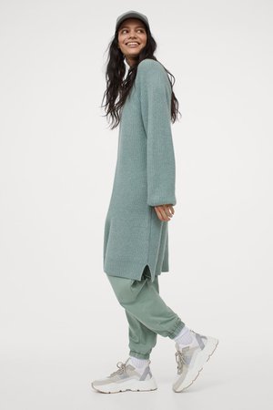 Rib-knit dress - Green - Ladies | H&M GB