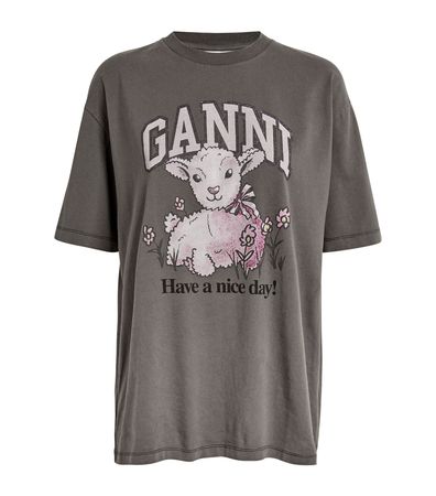 Womens GANNI grey Lamb Print T-Shirt | Harrods # {CountryCode}