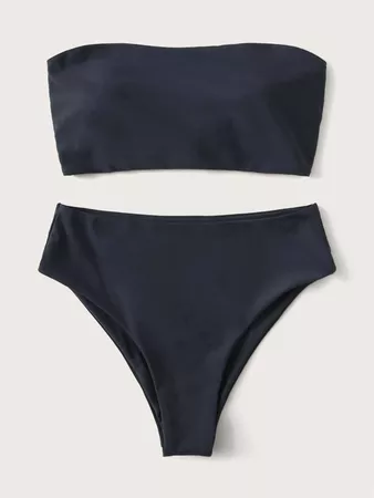 Lace-up Back Bandeau High Waisted Bikini Swimsuit | SHEIN USA
