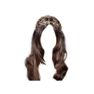Brown Hair with Gold Crown Tiara
