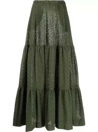 P.A.R.O.S.H. Broderie Anglaise Tiered Skirt - Farfetch