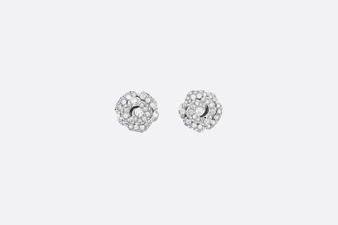 SMALL ROSE DIOR BAGATELLE EARRINGS 18K White Gold and Diamonds