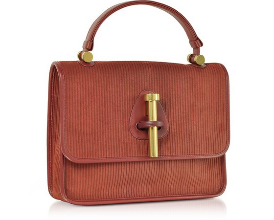 Rodo Brick Striped Suede and Leather Satchel Bag at FORZIERI