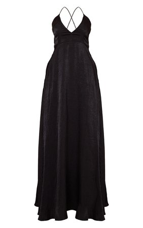 Black Extreme Split Strappy Back Maxi Dress | PrettyLittleThing USA