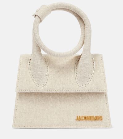 Le Chiquito Noeud Cotton Canvas Shoulder Bag in Beige - Jacquemus | Mytheresa