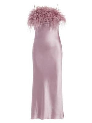 Cinq à Sept - Cerise Feather Silk Slip Dress - saks.com