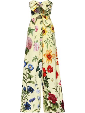 Oscar De La Renta floral-print cut-out Jumpsuit - Farfetch