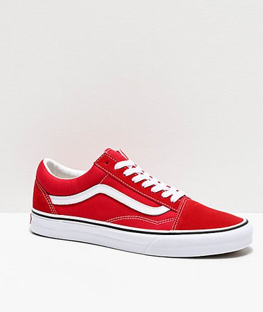 Vans Old Skool Racing Red & White Skate Shoes | Zumiez